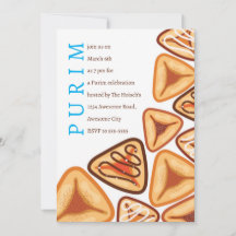 Feestelijke Purim Hamentashen Uitnodiging