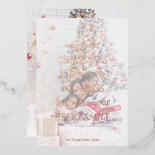 Feestelijke Quote Foto Overlay Kerstmis Luxe Folie Feestdagenkaart (Voorkant / Achterkant)