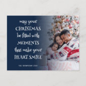 Feestelijke Quote Foto Overlay Navy Blue Feestdagenkaart (Voorkant)