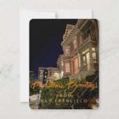 Feestelijke ramen van Painted Ladies in San Franci Feestdagenkaart (Voorkant)