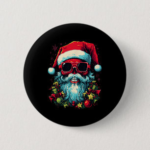 Feestelijke rand Edgy Kerstmis schedel Grafisch on Ronde Button 5,7 Cm