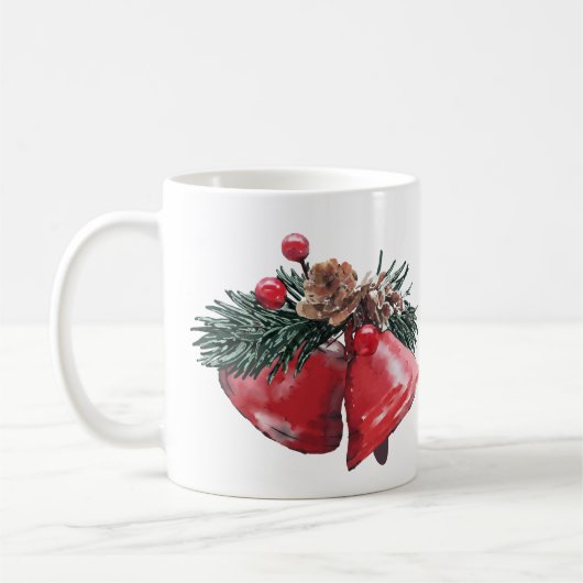 Feestelijke Red Bells & Pinecone Christmas Classic Koffiemok (Links)