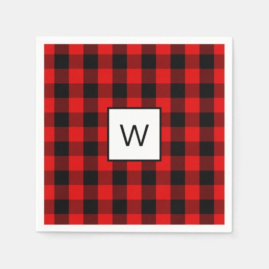Feestelijke Red Black Buffalo Check Servet (Voorkant)