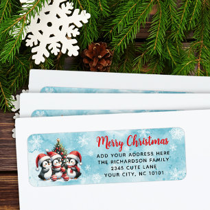 Feestelijke Red Blue Merry Christmas Schattigee pi Etiket