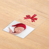 Feestelijke Red Bow Acryl Vakantie Geboorteaankond Acryl Uitnodigingen (Laagn)