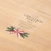 Feestelijke Red Bow Corporate Christmas Party Acryl Uitnodigingen (Laagn)