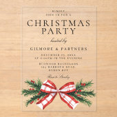 Feestelijke Red Bow Corporate Christmas Party Acryl Uitnodigingen (Voorkant)