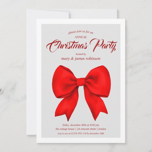 Feestelijke Red Bow kerstfeest Kaart (Voorkant)