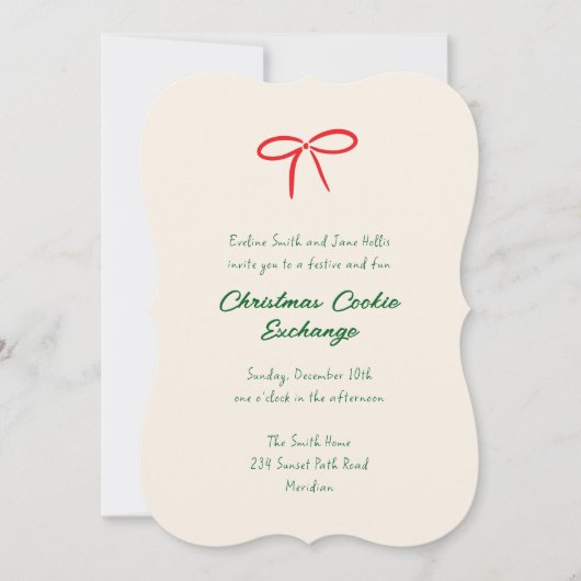 Feestelijke Red Bow kerstfeest Kaart (Voorkant)