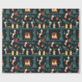 Feestelijke Red Candy Cane Gift Wrap Cadeaupapier (Vlak)