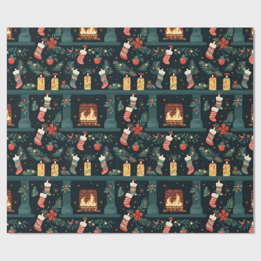 Feestelijke Red Candy Cane Gift Wrap Cadeaupapier (Vlak)