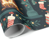 Feestelijke Red Candy Cane Gift Wrap Cadeaupapier (Rol Hoek)