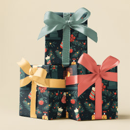Feestelijke Red Candy Cane Gift Wrap Cadeaupapier