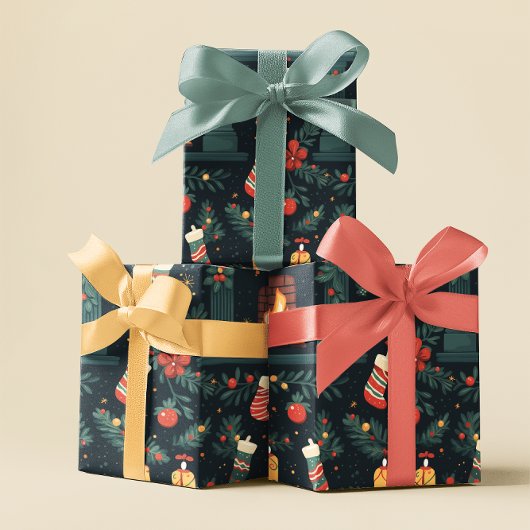 Feestelijke Red Candy Cane Gift Wrap Cadeaupapier