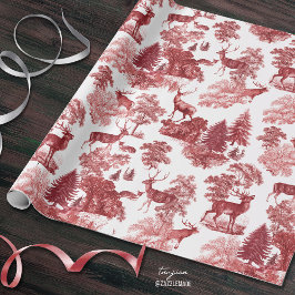 Feestelijke  Red Deer Woodland Toile Cadeaupapier