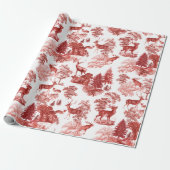 Feestelijke  Red Deer Woodland Toile Cadeaupapier (Uitgerold)