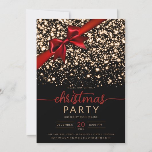 Feestelijke Red Gold Winter Shiny Stars Company Xm Kaart (Voorkant)