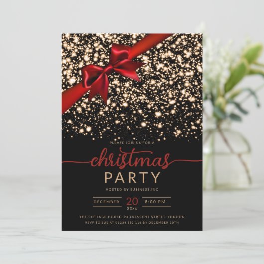 Feestelijke Red Gold Winter Shiny Stars Company Xm Kaart (Staand voorkant)