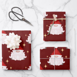 Feestelijke Red Gonk Kerstgnomen Nordic Inpakpapier Vel