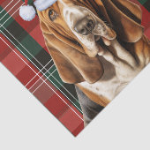 Feestelijke Red Green Plaid en Basset Hound Kerstm Tissuepapier (Detail)