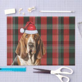 Feestelijke Red Green Plaid en Basset Hound Kerstm Tissuepapier