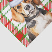 Feestelijke Red Green Plaid en Beagle Dog Kerstmis Tissuepapier (Detail)