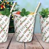 Feestelijke Red Green Typography Christmas 8oz Papieren Bekers