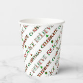 Feestelijke Red Green Typography Christmas 8oz Papieren Bekers (Achterkant)
