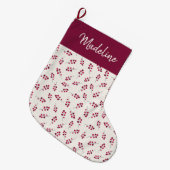 Feestelijke Red Holly Pip Berries Monogrammed Grote Kerstsok (Voorkant (Hangend))