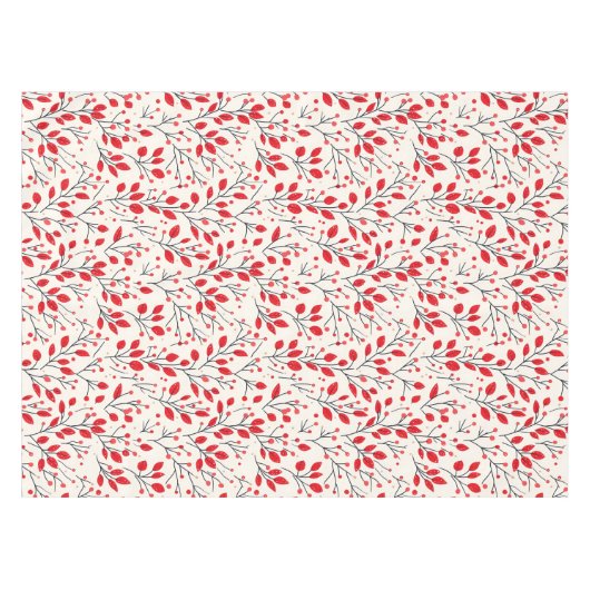 Feestelijke Red Leaf en Berry Pattern Tafelkleed (Voorkant (Horizontaal))