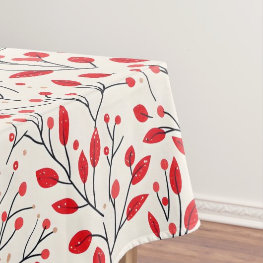 Feestelijke Red Leaf en Berry Pattern Tafelkleed (Voorbeeld)