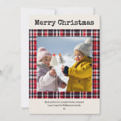 Feestelijke Red Plaid Custom Photo Christmas Feestdagenkaart (Voorkant)