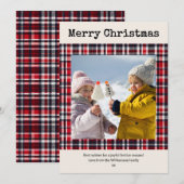 Feestelijke Red Plaid Custom Photo Christmas Feestdagenkaart (Voorkant / Achterkant)