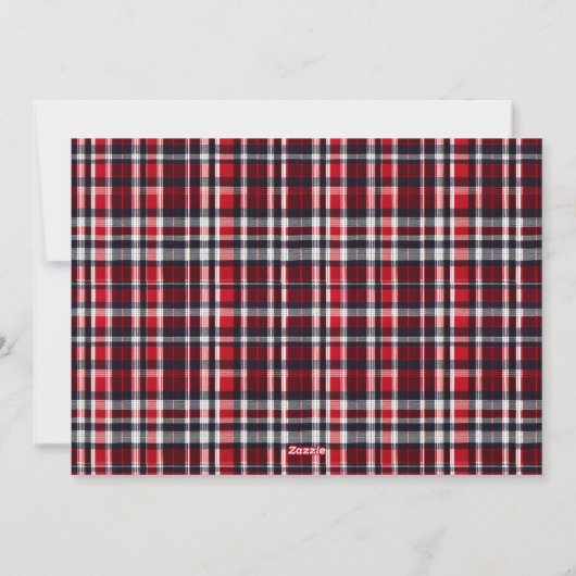 Feestelijke Red Plaid Custom Photo Christmas Feestdagenkaart (Achterkant)