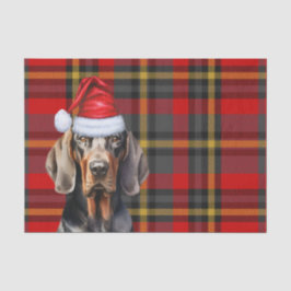 Feestelijke Red Plaid en BT Coonhound Kerstmis Tissuepapier