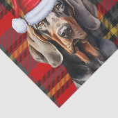Feestelijke Red Plaid en BT Coonhound Kerstmis Tissuepapier (Detail)