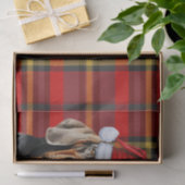 Feestelijke Red Plaid en BT Coonhound Kerstmis Tissuepapier (Geschenk)