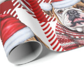 Feestelijke Red Plaid en Bulldog Kerstmis Cadeaupapier (Rol Hoek)