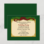 Feestelijke Red Ribbon Vakantie Party uitnodiging (Voorkant / Achterkant)