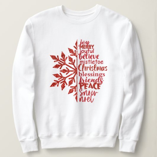 Feestelijke Red Script White Sweatshirt (Design voorkant)