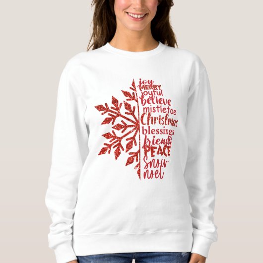 Feestelijke Red Script White Sweatshirt (Voorkant)