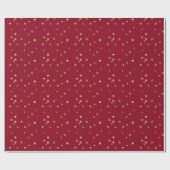 Feestelijke Red & Sparkly Gold Stars Vakantie Cadeaupapier (Vlak)