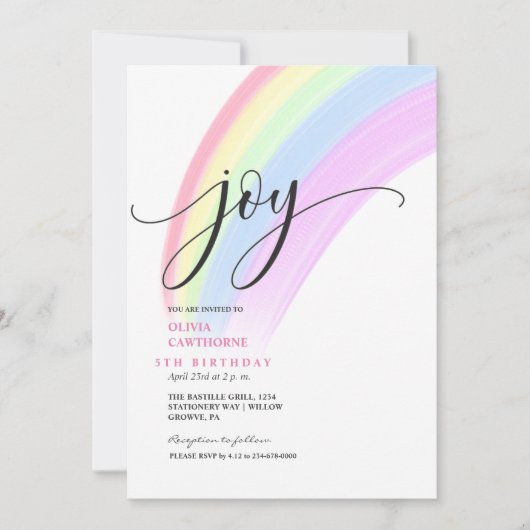 Feestelijke regenboogkleurrijke 5e regenboogfeest kaart (Voorkant)