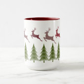 Feestelijke rendier en dennenboom kerst Mok (Midden)