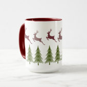 Feestelijke rendier en dennenboom kerst Mok (Voorkant links)