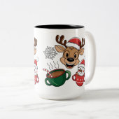 Feestelijke rendier en sneeuwman vakantie Mok (Voorkant rechts)