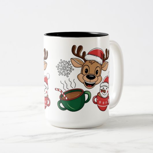 Feestelijke rendier en sneeuwman vakantie Mok (Voorkant rechts)