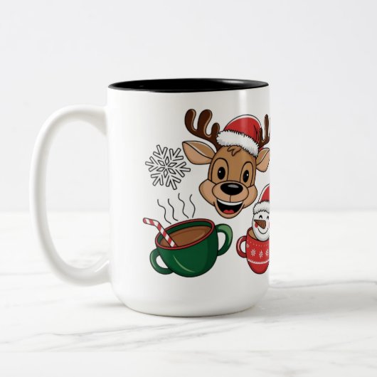 Feestelijke rendier en sneeuwman vakantie Mok (Links)