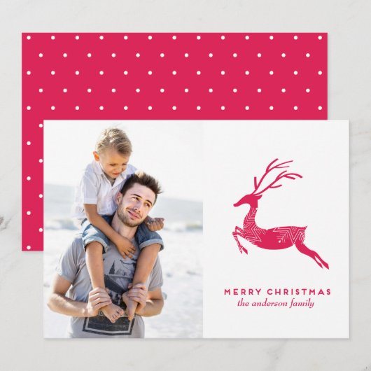 Feestelijke Rendier kerstkaart (Voorkant / Achterkant)