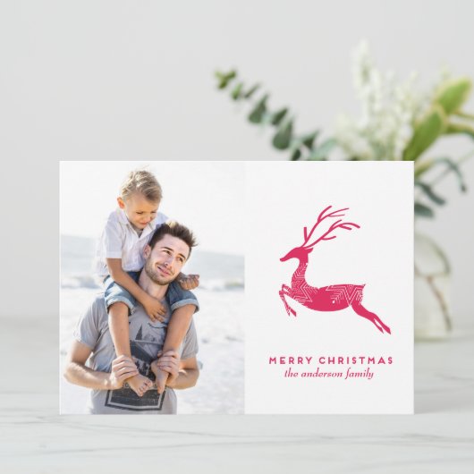 Feestelijke Rendier kerstkaart (Staand voorkant)